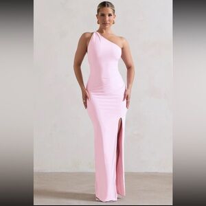 Pink One Shoulder Maxi Dress with Open Back Detail - Club L London